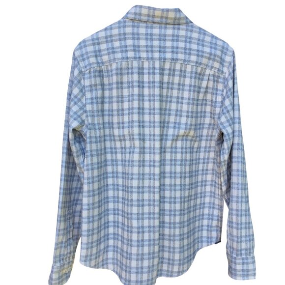 Outerknown Mens Long-Sleeve Button Up Flannel Shirt Blue/White Plaid Sz M - Picture 2 of 8